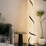 Contemporary Black Curved LED Metal Floor Lamp Image - 4