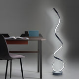 Contemporary Black Curved LED Metal Floor Lamp Image - 5