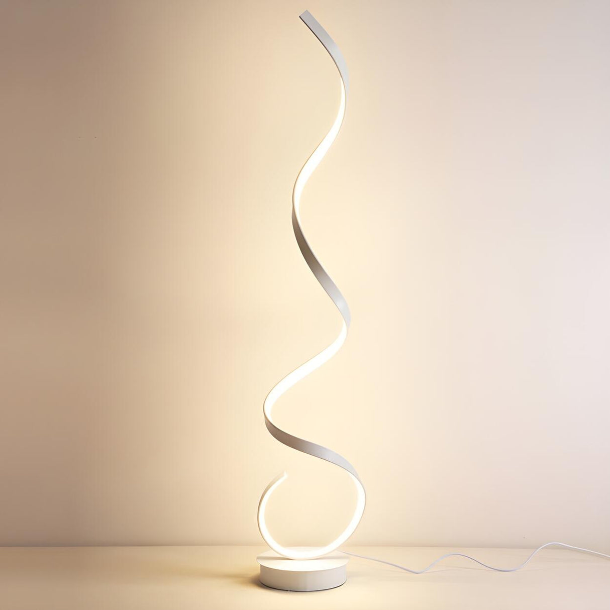 Contemporary Black Curved LED Metal Floor Lamp Image - 8