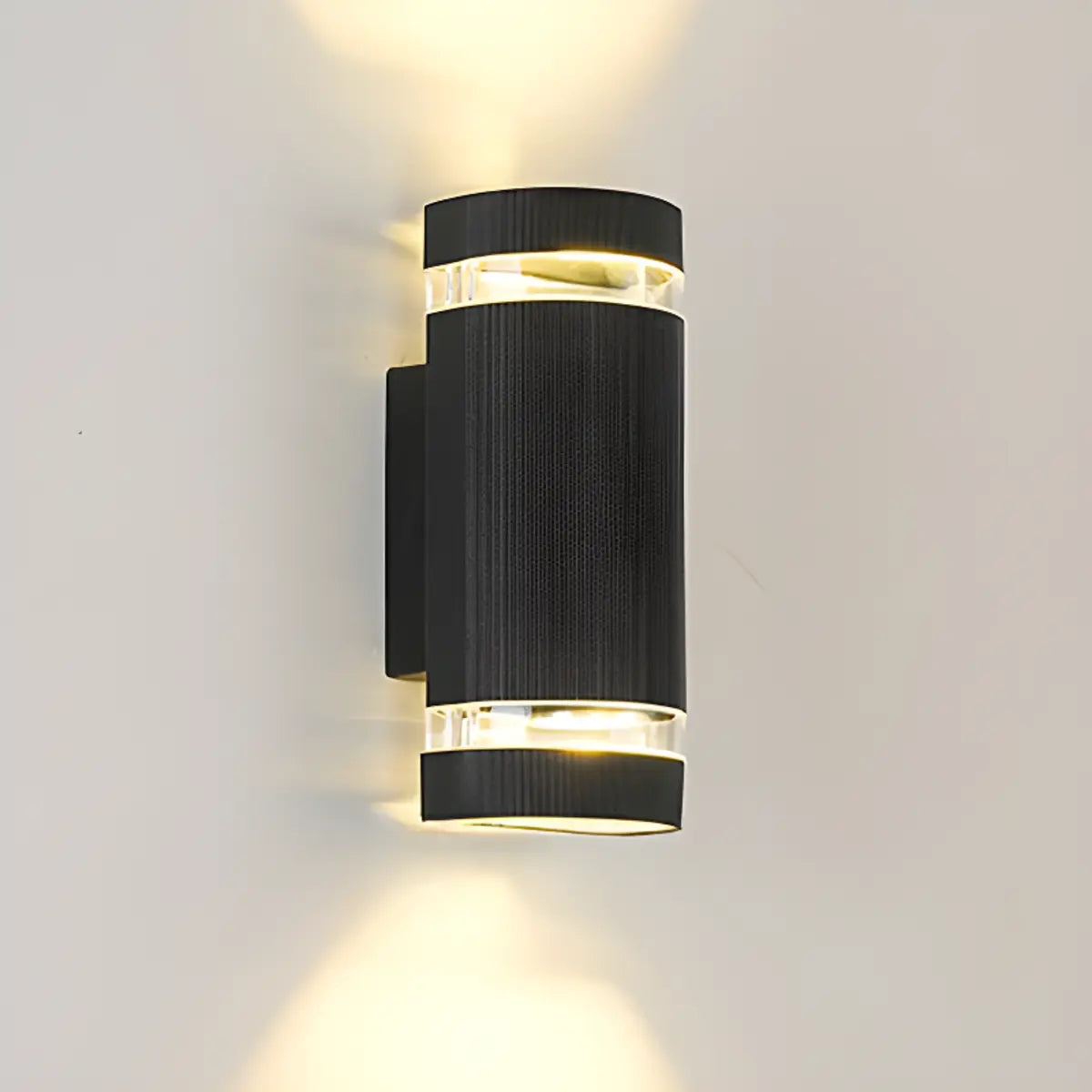 Contemporary Black Cylindrical Exterior Wall Light Image - 5