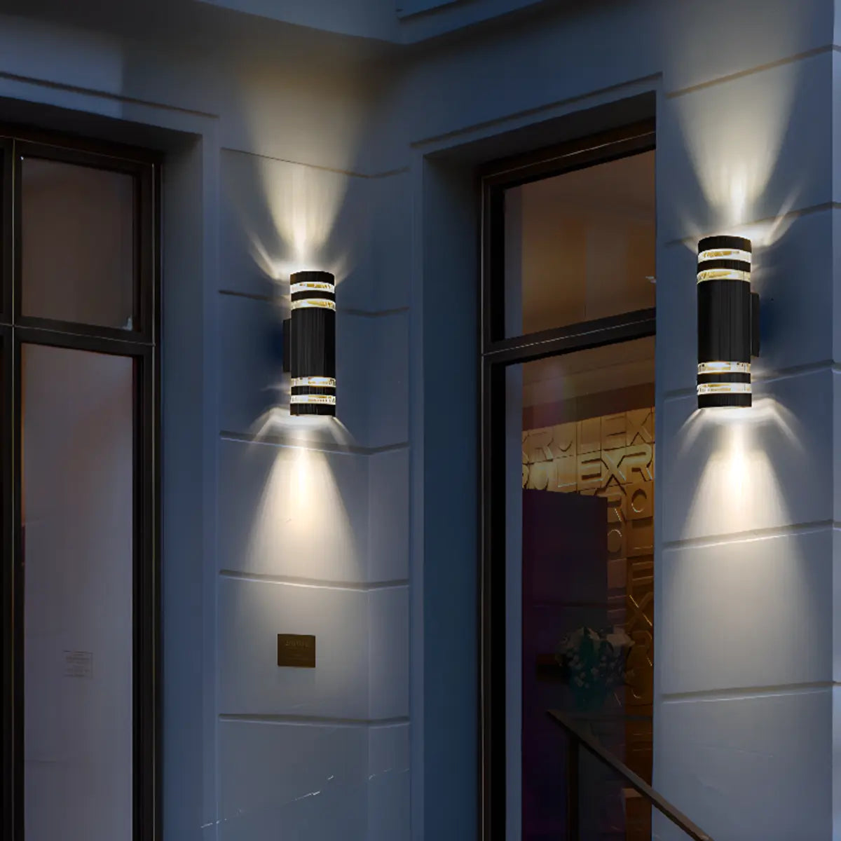 Contemporary Black Cylindrical Exterior Wall Light Image - 6