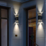 Contemporary Black Cylindrical Exterior Wall Light Image - 6