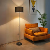 Contemporary Black Fabric Cylinder Up Down Floor Lamp Image - 1