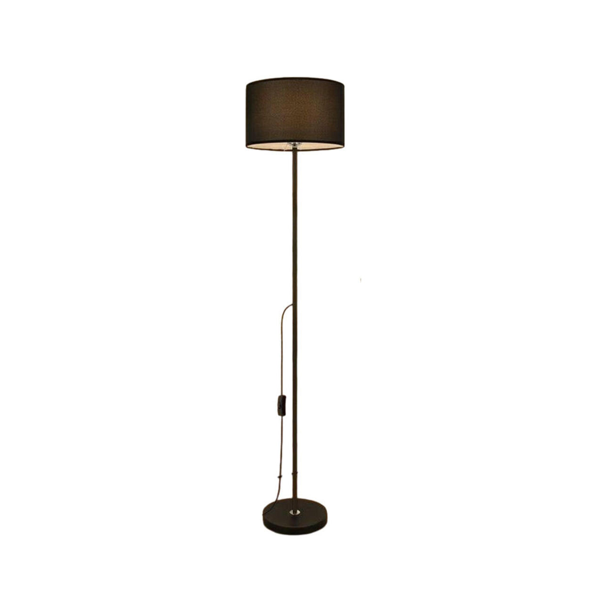 Contemporary Black Fabric Cylinder Up Down Floor Lamp Image - 9