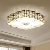 Contemporary Black Flower Crystal LED Flush Mount Light Image - 2