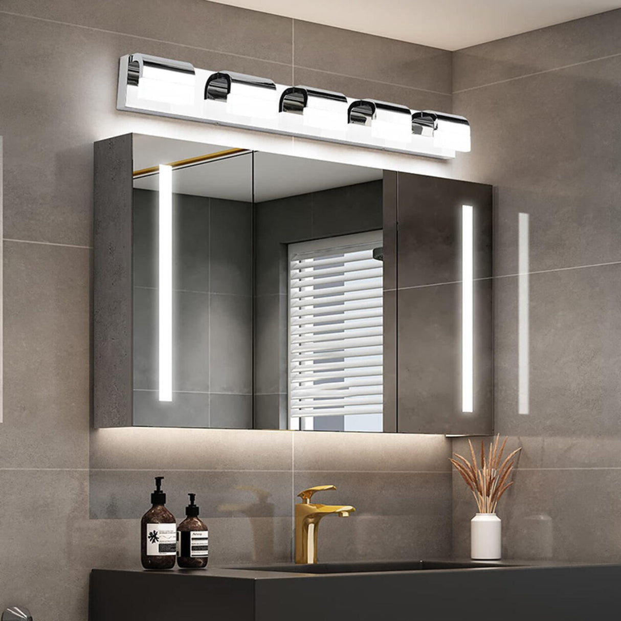 Contemporary Black LED Bathroom Vanity Light Fixture Image - 4