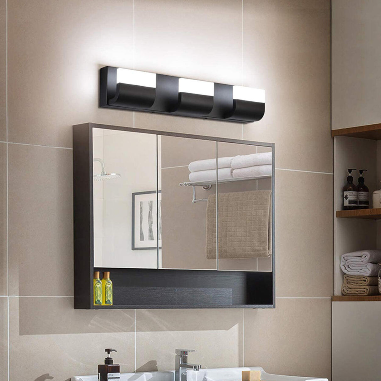 Contemporary Black LED Bathroom Vanity Light Fixture Image - 6