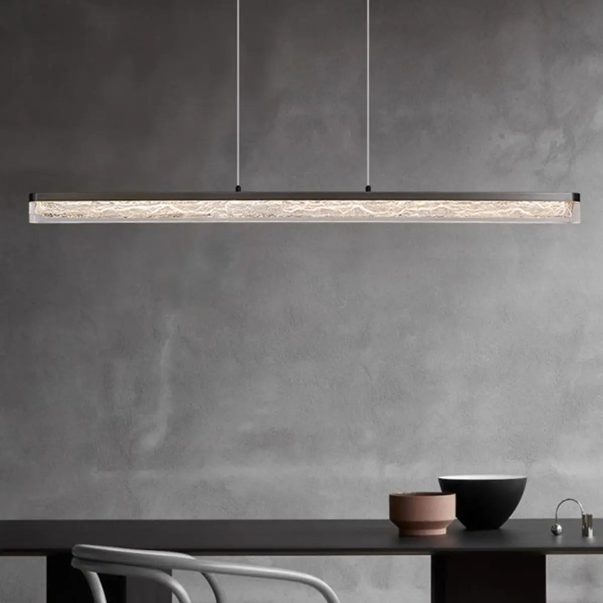 Contemporary Black Linear LED Island Ceiling Light Image - 4