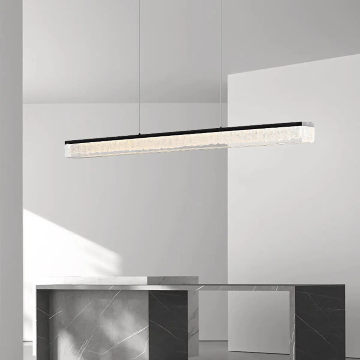 Contemporary Black Linear LED Island Ceiling Light Image - 8