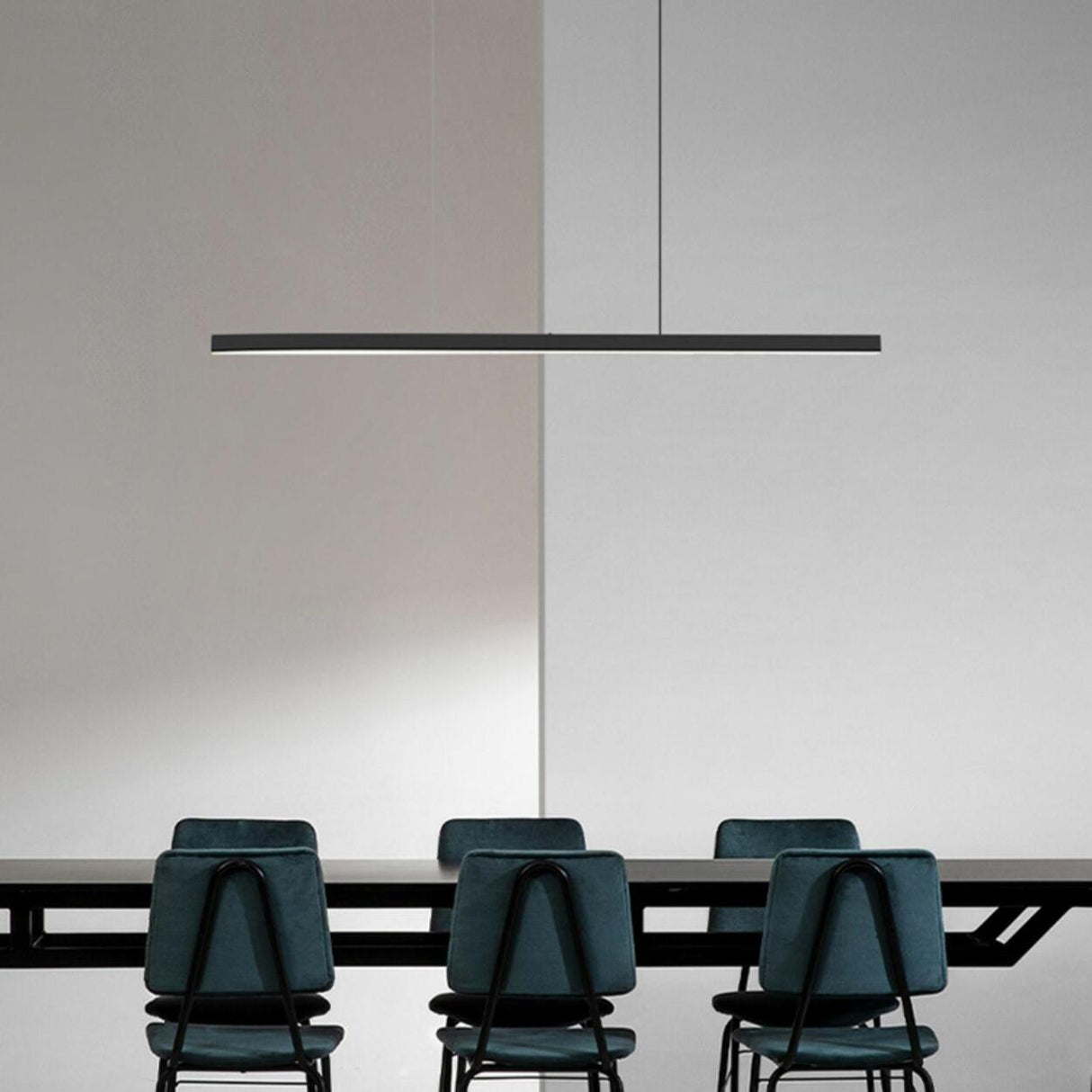 Contemporary Black Linear LED Island Pendant Light Image - 5