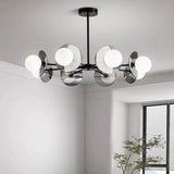 Contemporary Black Metal Globe Living Room Chandelier Image - 5