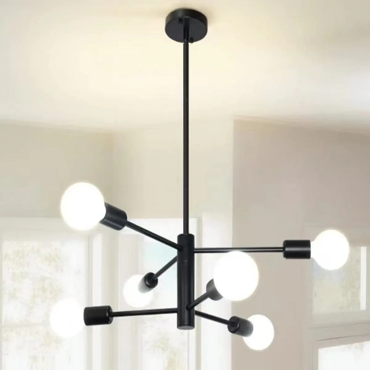 Contemporary Black Metal Sputnik Living Room Chandelier Image - 1