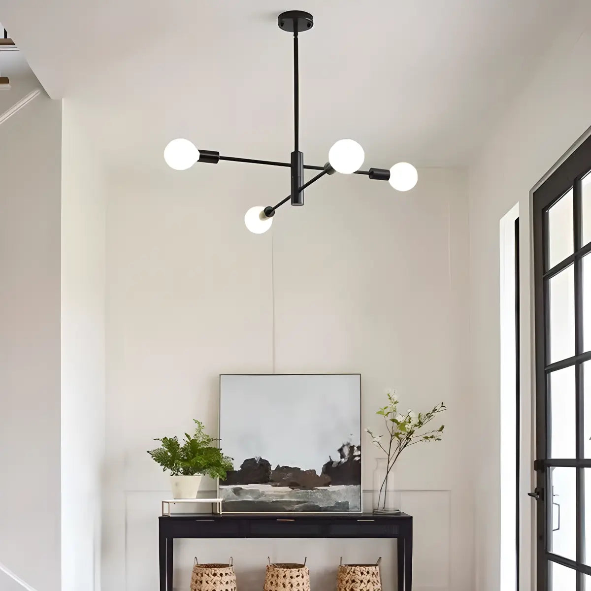 Contemporary Black Metal Sputnik Living Room Chandelier Image - 4