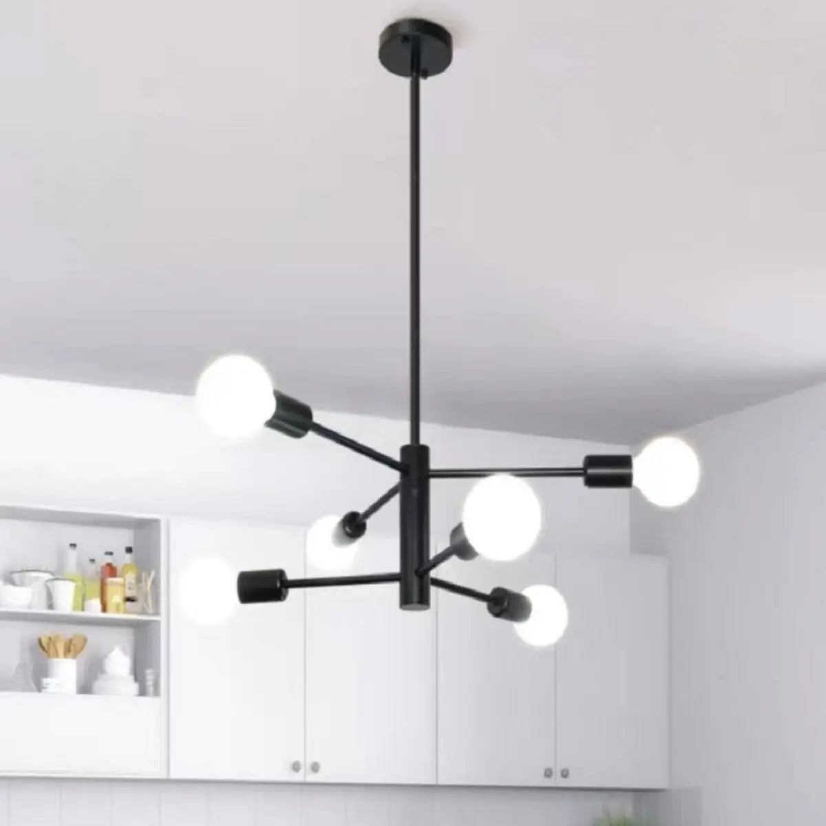 Contemporary Black Metal Sputnik Living Room Chandelier Image - 8