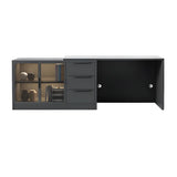 Contemporary Black Rectangle Drawers Stone Writing Desk Image - 3