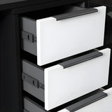 Contemporary Black Rectangle Drawers Stone Writing Desk Image - 8