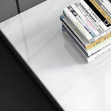 Contemporary Black Rectangle Drawers Stone Writing Desk Image - 9