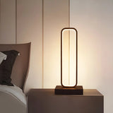 Contemporary Black Rectangle Metal Nightstand Table Lamp Image - 1