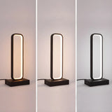 Contemporary Black Rectangle Metal Nightstand Table Lamp Image - 8