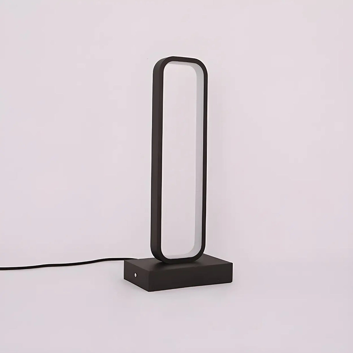 Contemporary Black Rectangle Metal Nightstand Table Lamp Image - 9