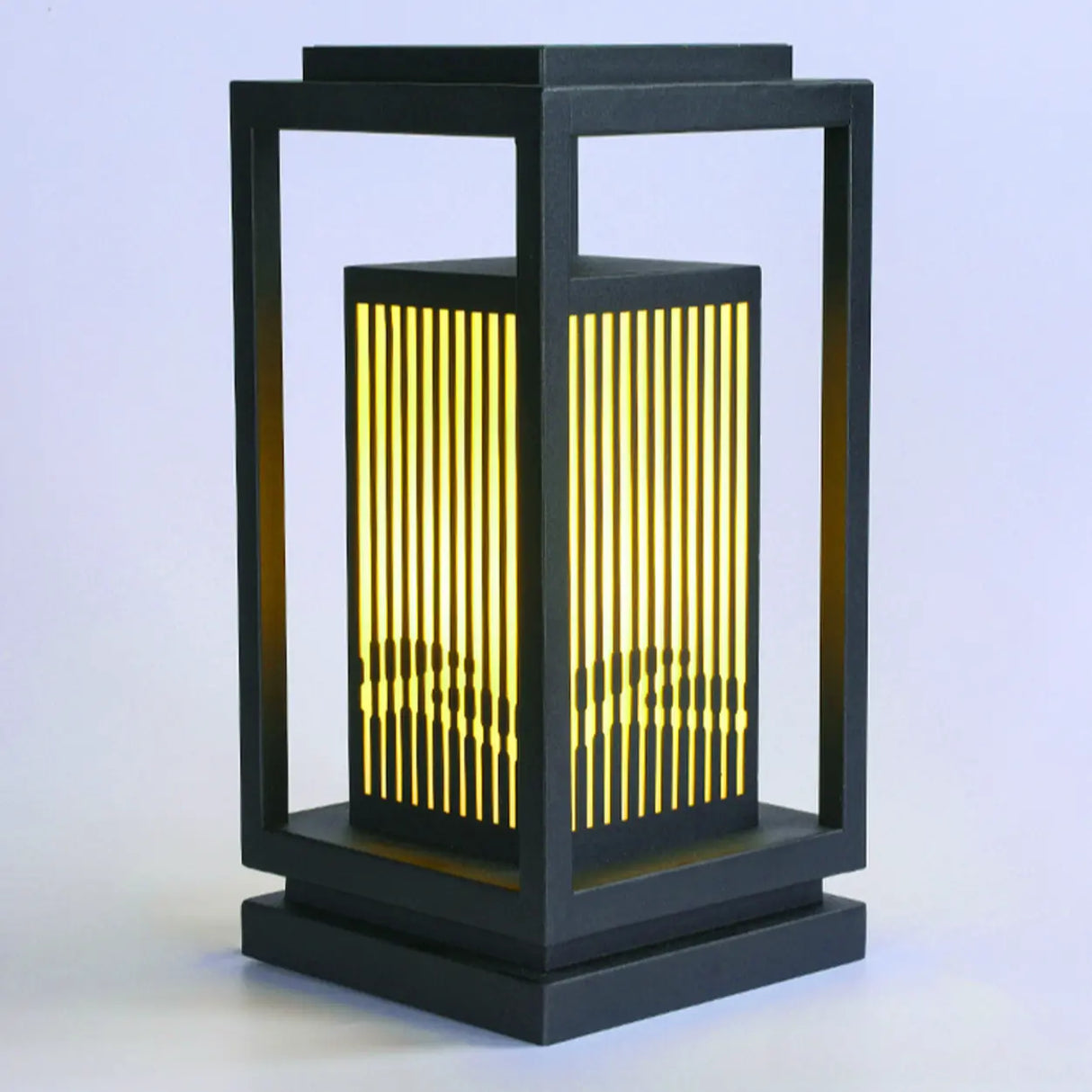 Contemporary Black Rectangular Outdoor Table Lamp Image - 10