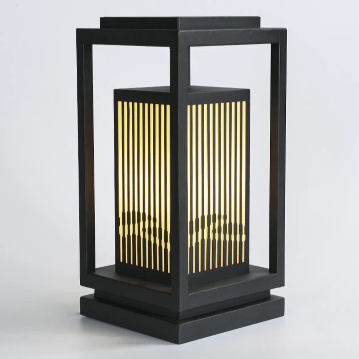 Contemporary Black Rectangular Outdoor Table Lamp Image - 11