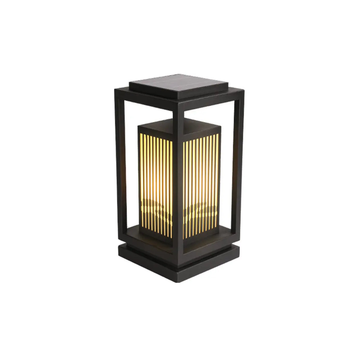 Contemporary Black Rectangular Outdoor Table Lamp Image - 2