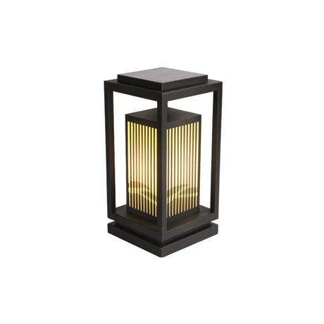 Contemporary Black Rectangular Outdoor Table Lamp Image - 2