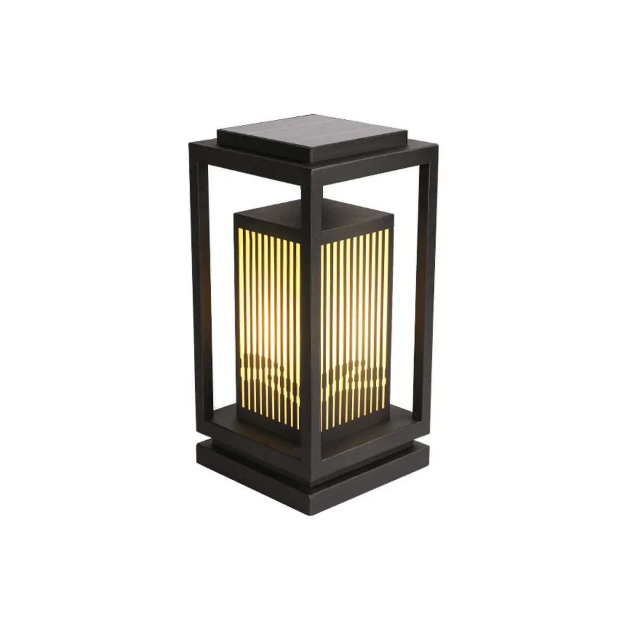 Contemporary Black Rectangular Outdoor Table Lamp Image - 3