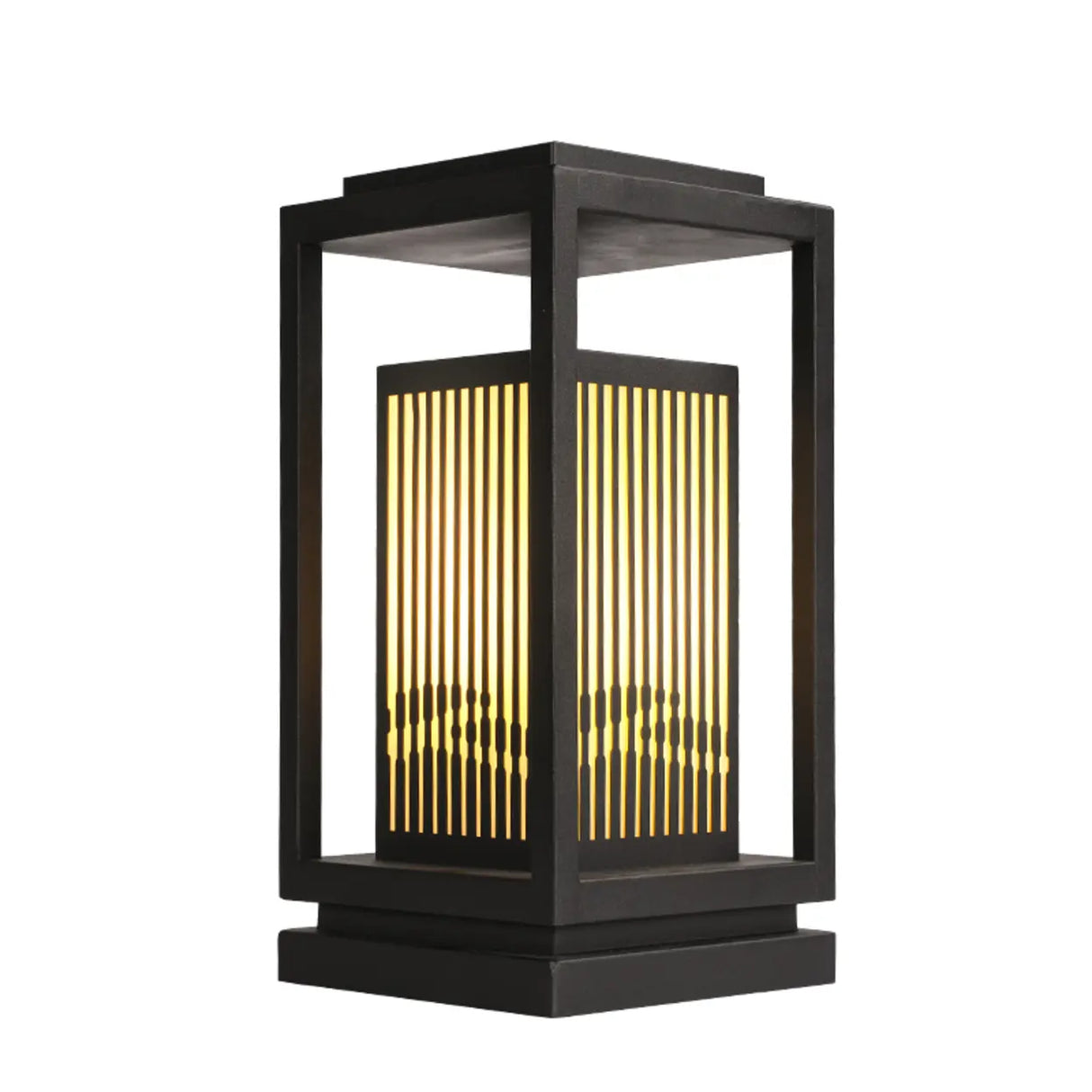 Contemporary Black Rectangular Outdoor Table Lamp Image - 8