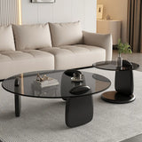 Contemporary Black Round Glass Nesting Coffee Table Image - 1