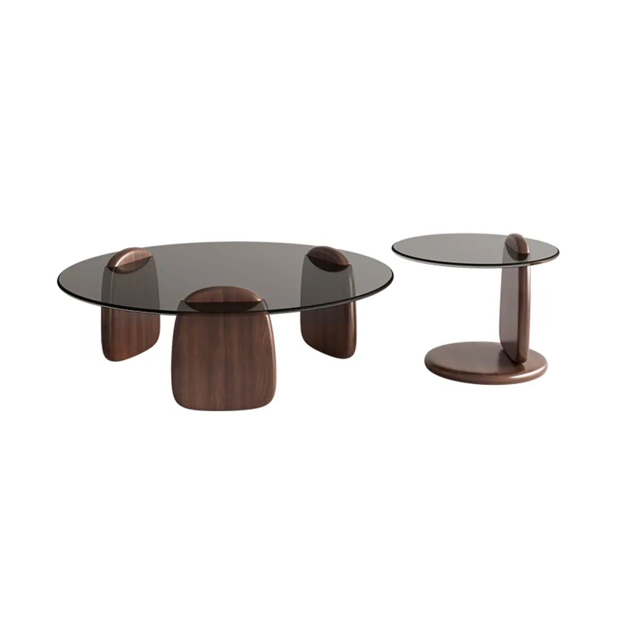 Contemporary Black Round Glass Nesting Coffee Table Image - 15