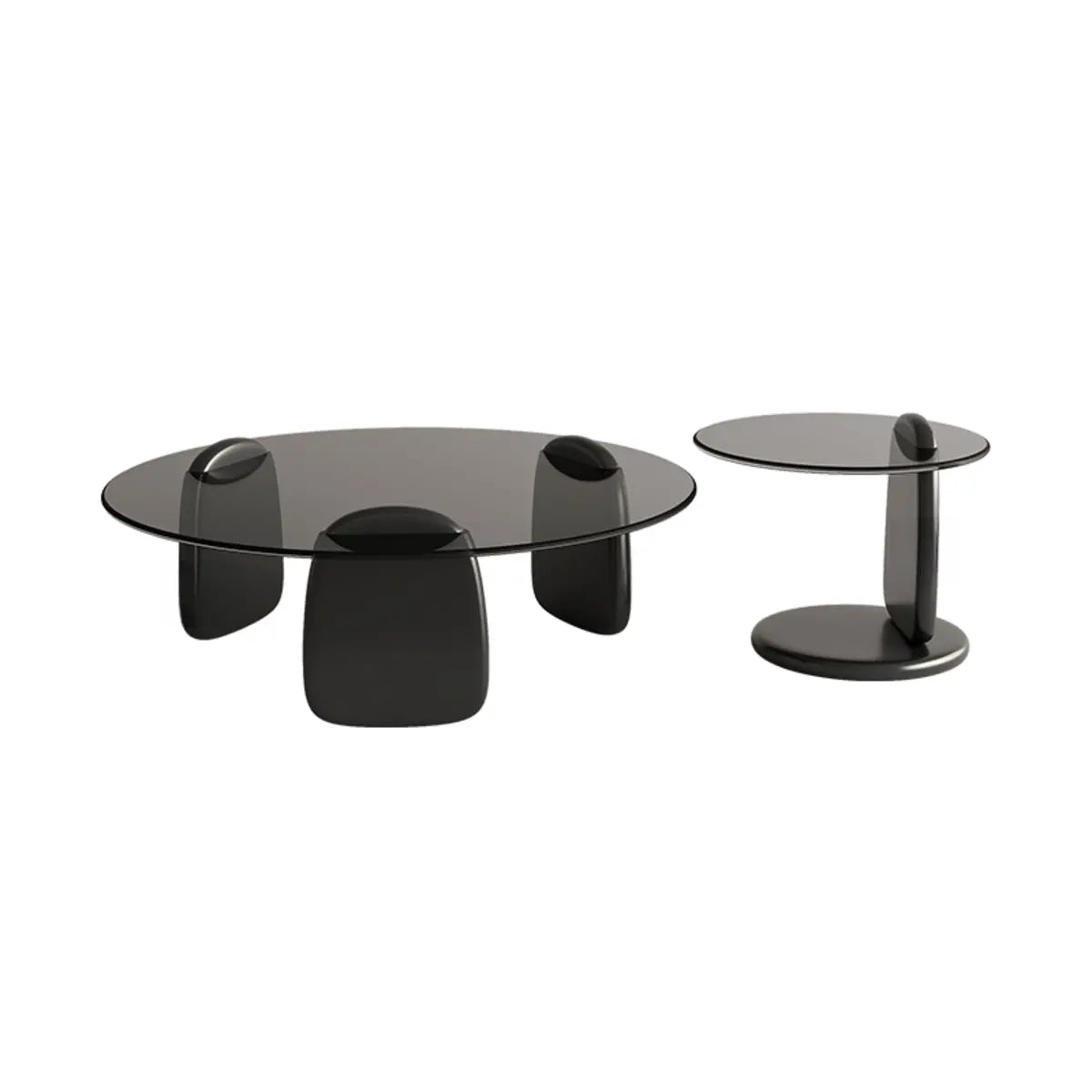 Contemporary Black Round Glass Nesting Coffee Table Image - 17