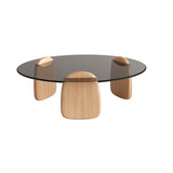 Contemporary Black Round Glass Nesting Coffee Table Image - 2