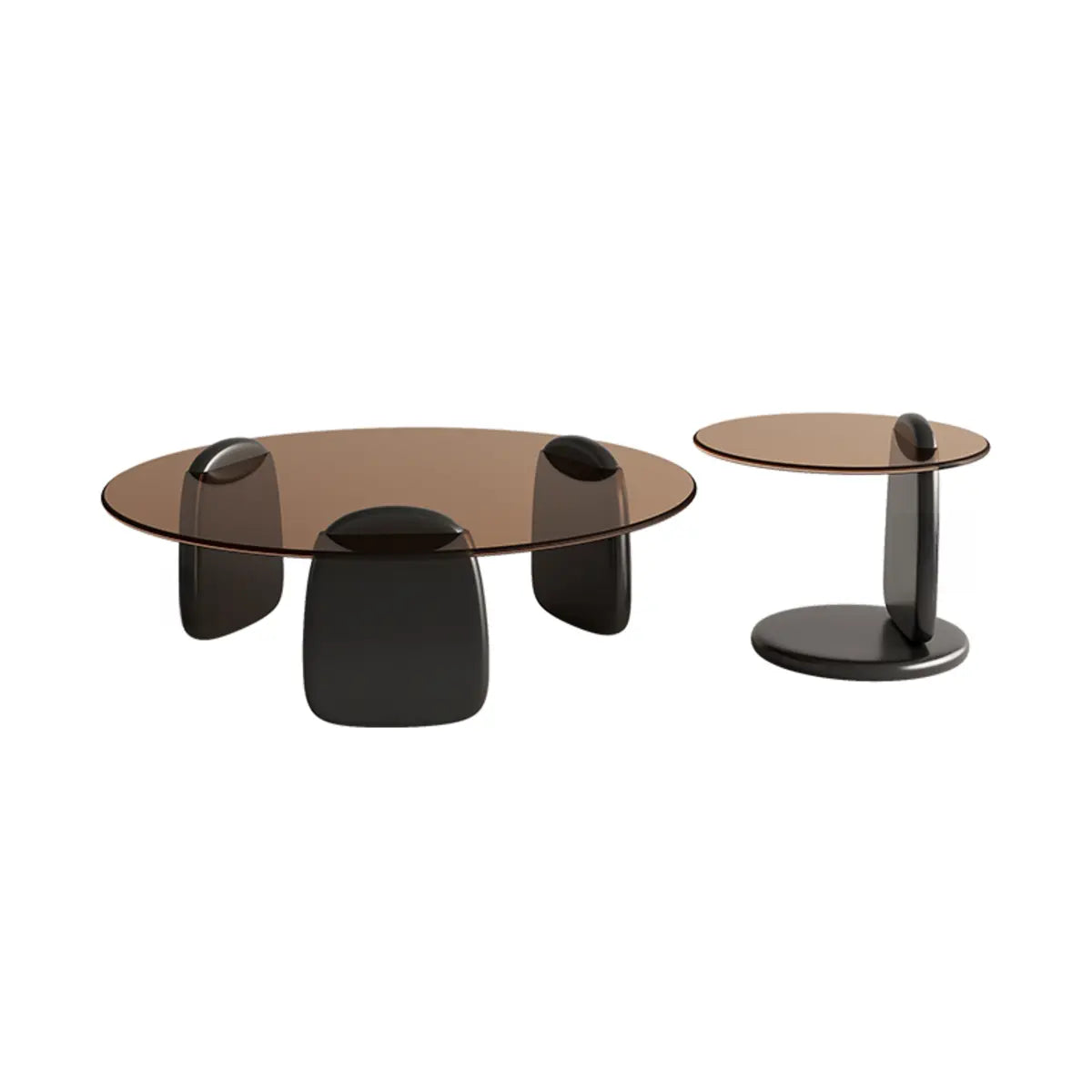 Contemporary Black Round Glass Nesting Coffee Table Image - 20