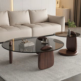 Contemporary Black Round Glass Nesting Coffee Table Image - 3