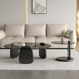 Contemporary Black Round Glass Nesting Coffee Table Image - 7