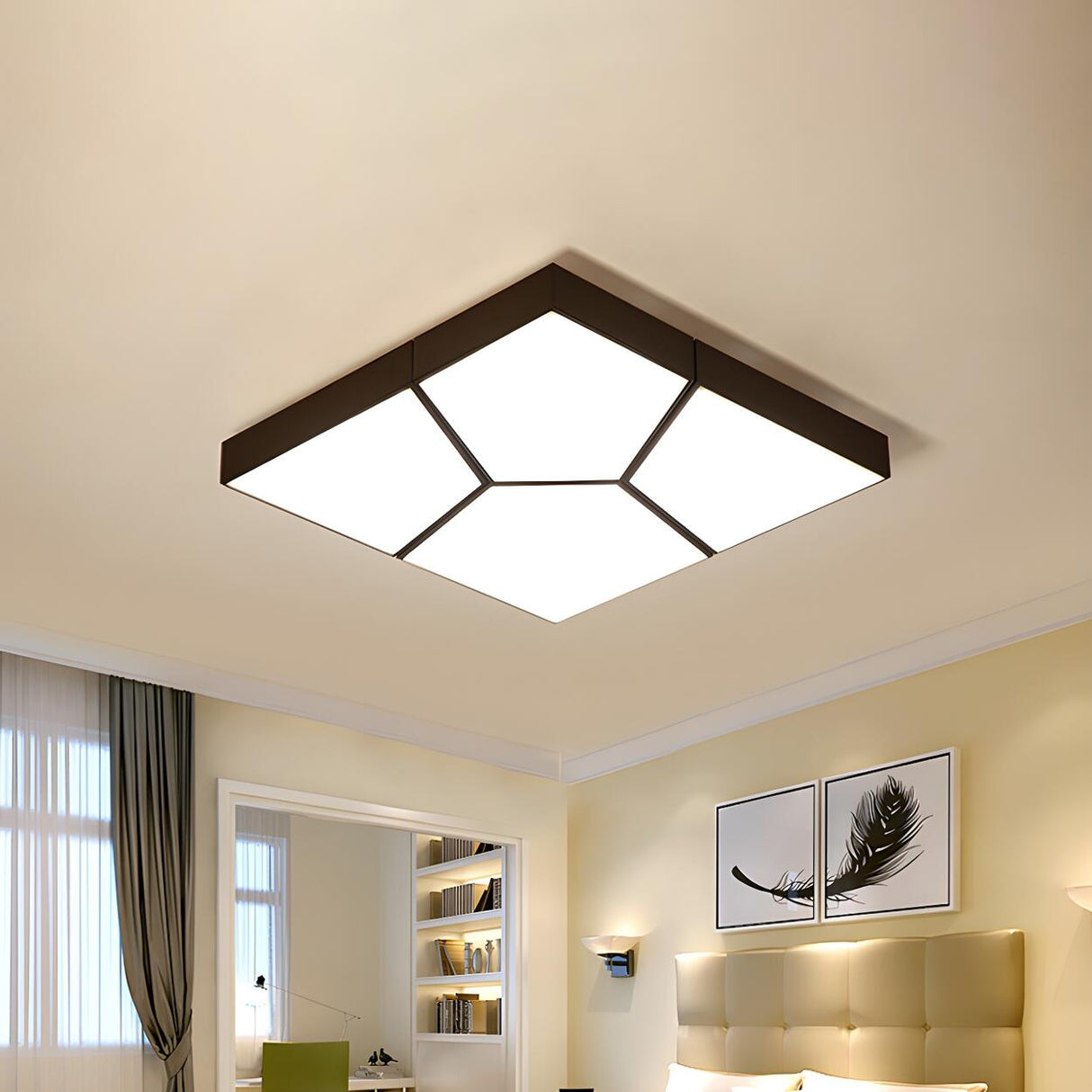 Contemporary Black Square LED Flush Mount Ceiling Light Image - 1