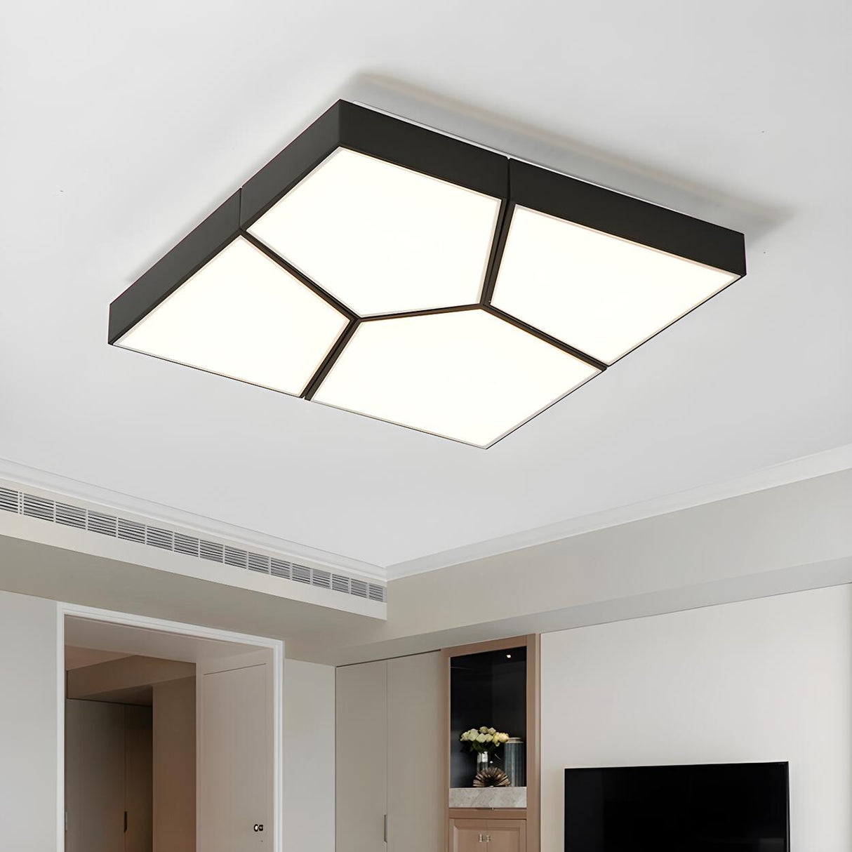 Contemporary Black Square LED Flush Mount Ceiling Light Image - 2