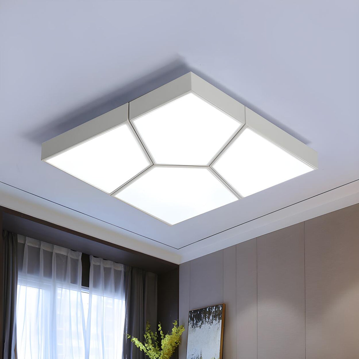 Contemporary Black Square LED Flush Mount Ceiling Light Image - 5