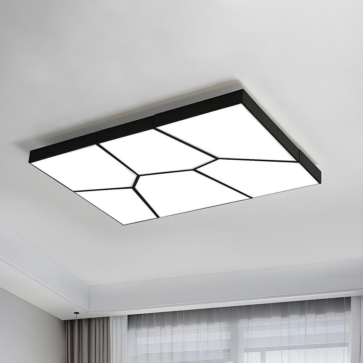 Contemporary Black Square LED Flush Mount Ceiling Light Image - 9