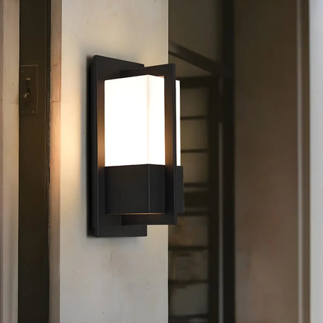 Contemporary Black Steel Rectangle External Wall Lamp Image - 1