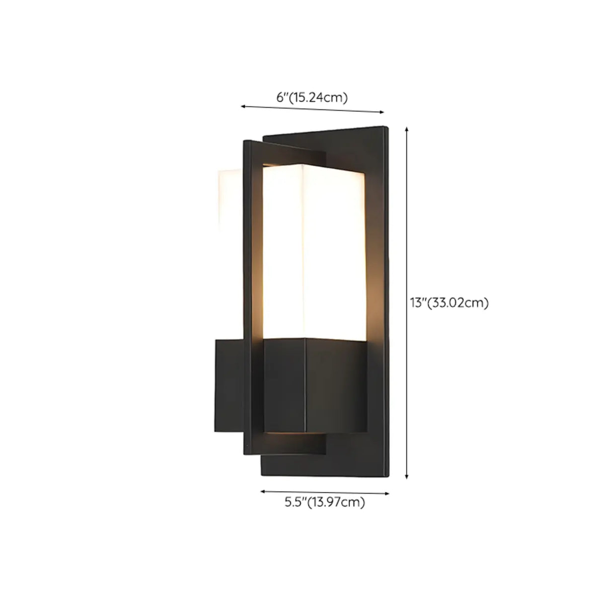 Contemporary Black Steel Rectangle External Wall Lamp 