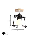 Contemporary Black Wired Iron Semi-Flush Mount Light Image - 12