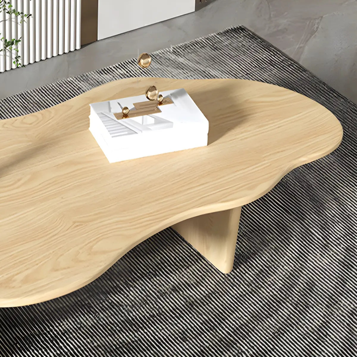 Contemporary Black Wood Free Form Sled Coffee Table Image - 10