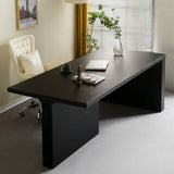 Contemporary Black Wooden Rectangular Writing Desk Image - 3