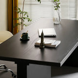 Contemporary Black Wooden Rectangular Writing Desk Image - 7