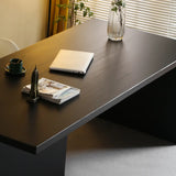 Contemporary Black Wooden Rectangular Writing Desk Image - 9