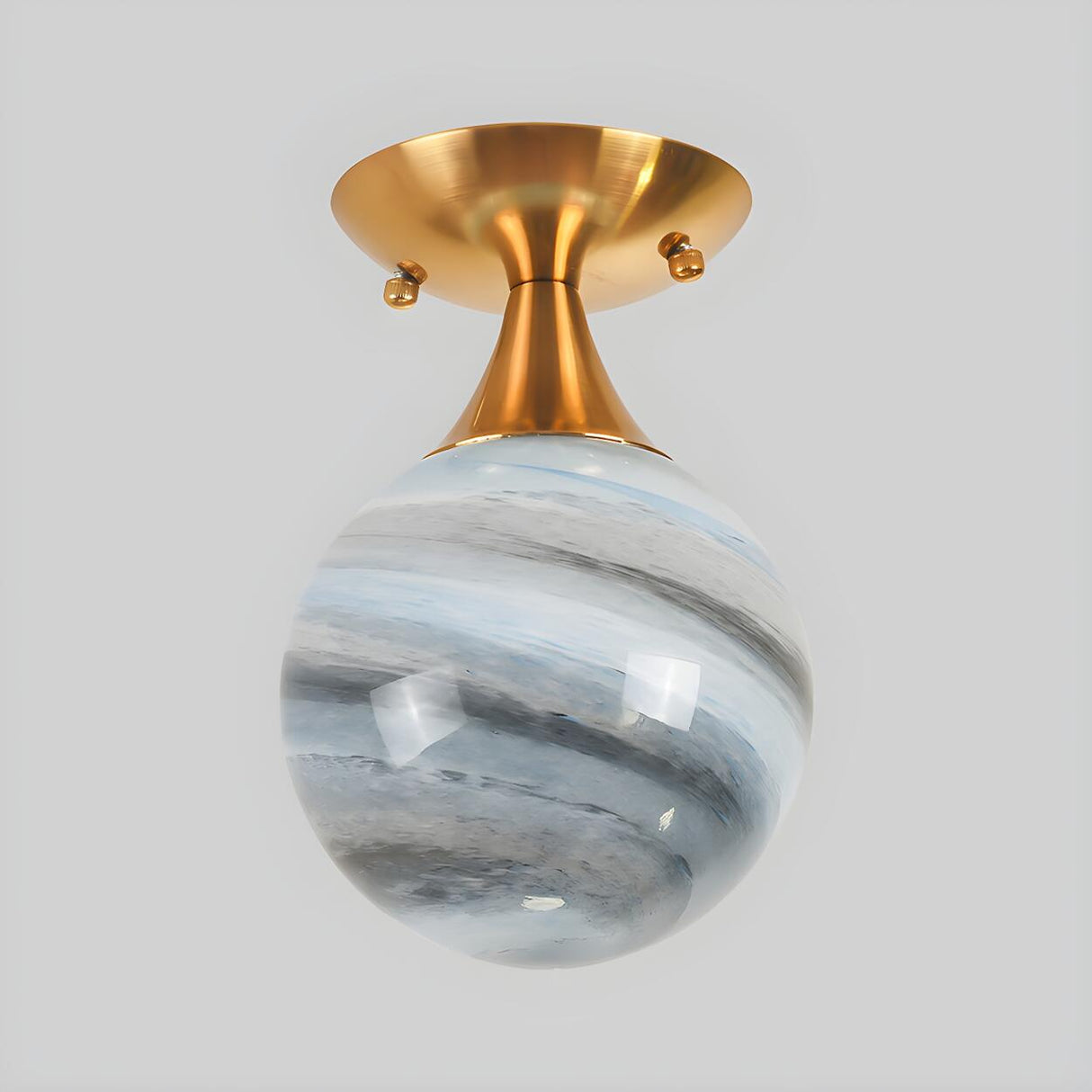 Contemporary Blue Glass Globe Flush Mount Ceiling Light Image - 3