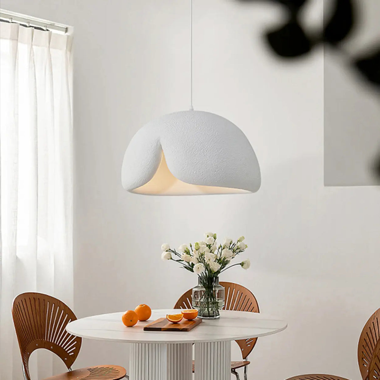 Contemporary Bowl Resin Pendant Light for Dining Room Image - 4